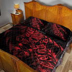 New Zealand Lawn Bowls Quilt Bed Set Red Maori Warrior Tribal Silver Fern - Aussie Hoodie