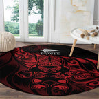 New Zealand Lawn Bowls Round Carpet Red Maori Warrior Tribal Silver Fern - Aussie Hoodie