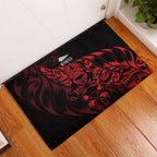New Zealand Lawn Bowls Rubber Doormat Red Maori Warrior Tribal Silver Fern - Aussie Hoodie