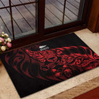 New Zealand Lawn Bowls Rubber Doormat Red Maori Warrior Tribal Silver Fern - Aussie Hoodie