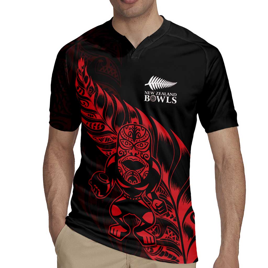 New Zealand Lawn Bowls Custom Rugby Jersey Red Maori Warrior Tribal Silver Fern - Aussie Hoodie