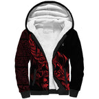 New Zealand Lawn Bowls Custom Sherpa Hoodie Red Maori Warrior Tribal Silver Fern - Aussie Hoodie