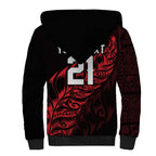 New Zealand Lawn Bowls Custom Sherpa Hoodie Red Maori Warrior Tribal Silver Fern - Aussie Hoodie