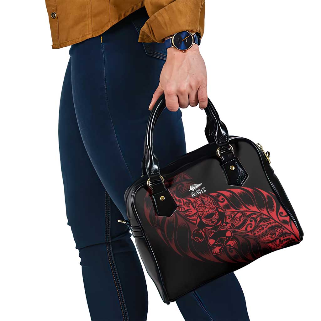 New Zealand Lawn Bowls Shoulder Handbag Red Maori Warrior Tribal Silver Fern - Aussie Hoodie