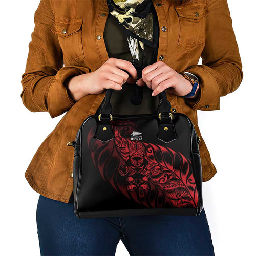 New Zealand Lawn Bowls Shoulder Handbag Red Maori Warrior Tribal Silver Fern - Aussie Hoodie