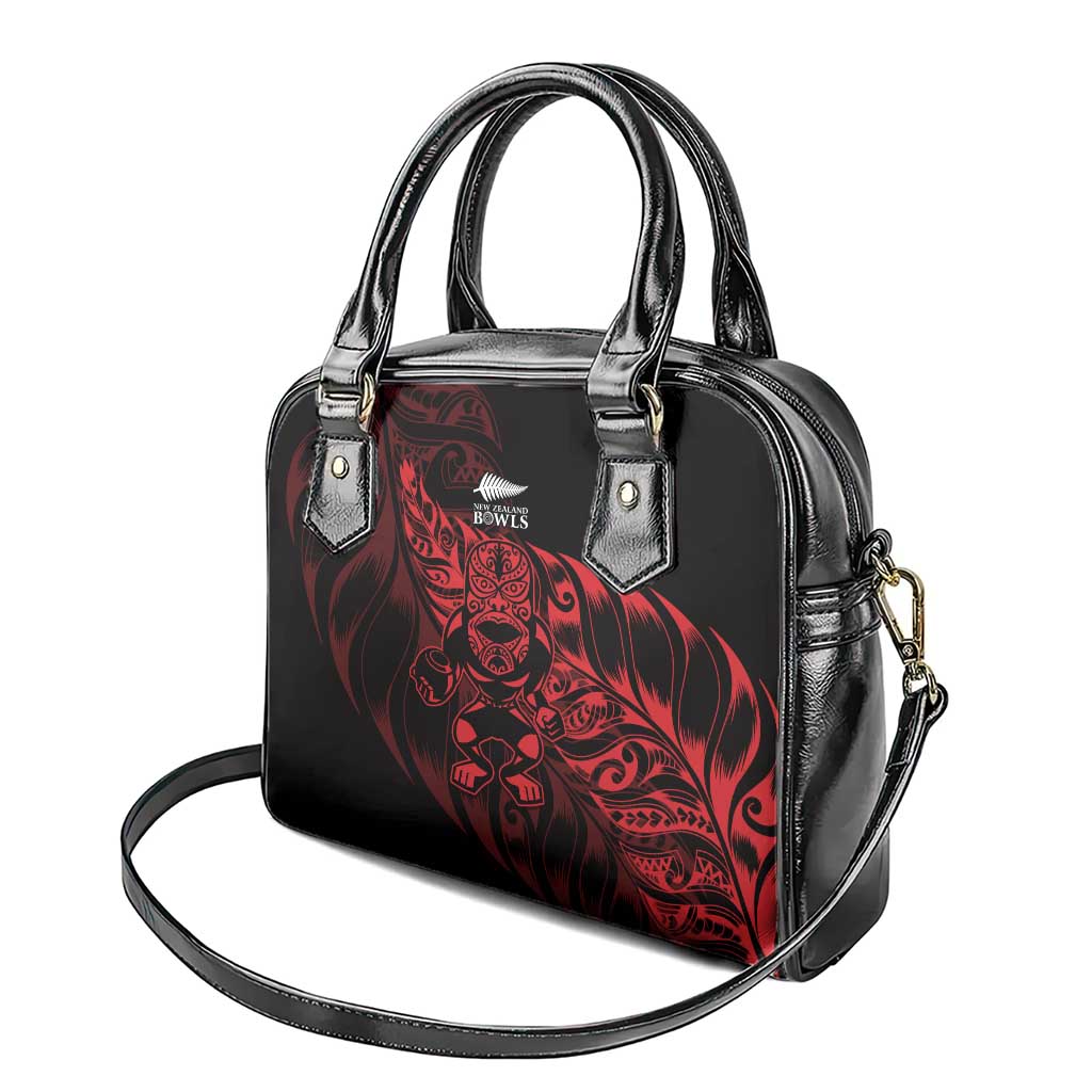 New Zealand Lawn Bowls Shoulder Handbag Red Maori Warrior Tribal Silver Fern - Aussie Hoodie