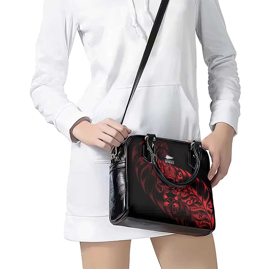 New Zealand Lawn Bowls Shoulder Handbag Red Maori Warrior Tribal Silver Fern - Aussie Hoodie