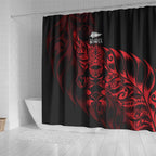 New Zealand Lawn Bowls Shower Curtain Red Maori Warrior Tribal Silver Fern - Aussie Hoodie