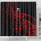 New Zealand Lawn Bowls Shower Curtain Red Maori Warrior Tribal Silver Fern - Aussie Hoodie