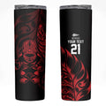 New Zealand Lawn Bowls Custom Skinny Tumbler Red Maori Warrior Tribal Silver Fern - Aussie Hoodie
