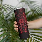 New Zealand Lawn Bowls Custom Skinny Tumbler Red Maori Warrior Tribal Silver Fern - Aussie Hoodie