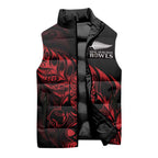 New Zealand Lawn Bowls Custom Sleeveless Puffer Jacket Red Maori Warrior Tribal Silver Fern - Aussie Hoodie