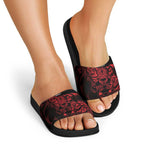 New Zealand Lawn Bowls Slide Sandals Red Maori Warrior Tribal Silver Fern - Aussie Hoodie