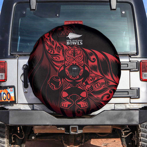 New Zealand Lawn Bowls Spare Tire Cover Red Maori Warrior Tribal Silver Fern - Aussie Hoodie