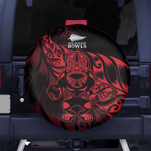 New Zealand Lawn Bowls Spare Tire Cover Red Maori Warrior Tribal Silver Fern - Aussie Hoodie