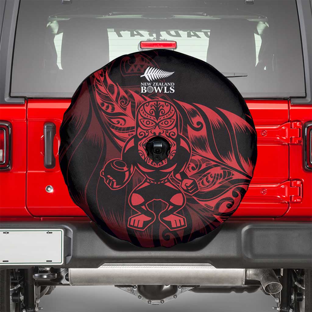 New Zealand Lawn Bowls Spare Tire Cover Red Maori Warrior Tribal Silver Fern - Aussie Hoodie