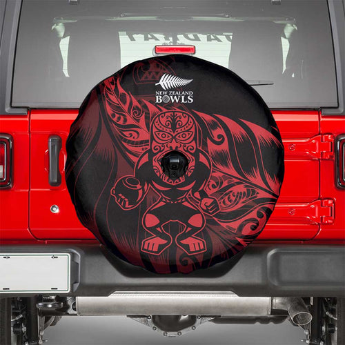 New Zealand Lawn Bowls Spare Tire Cover Red Maori Warrior Tribal Silver Fern - Aussie Hoodie