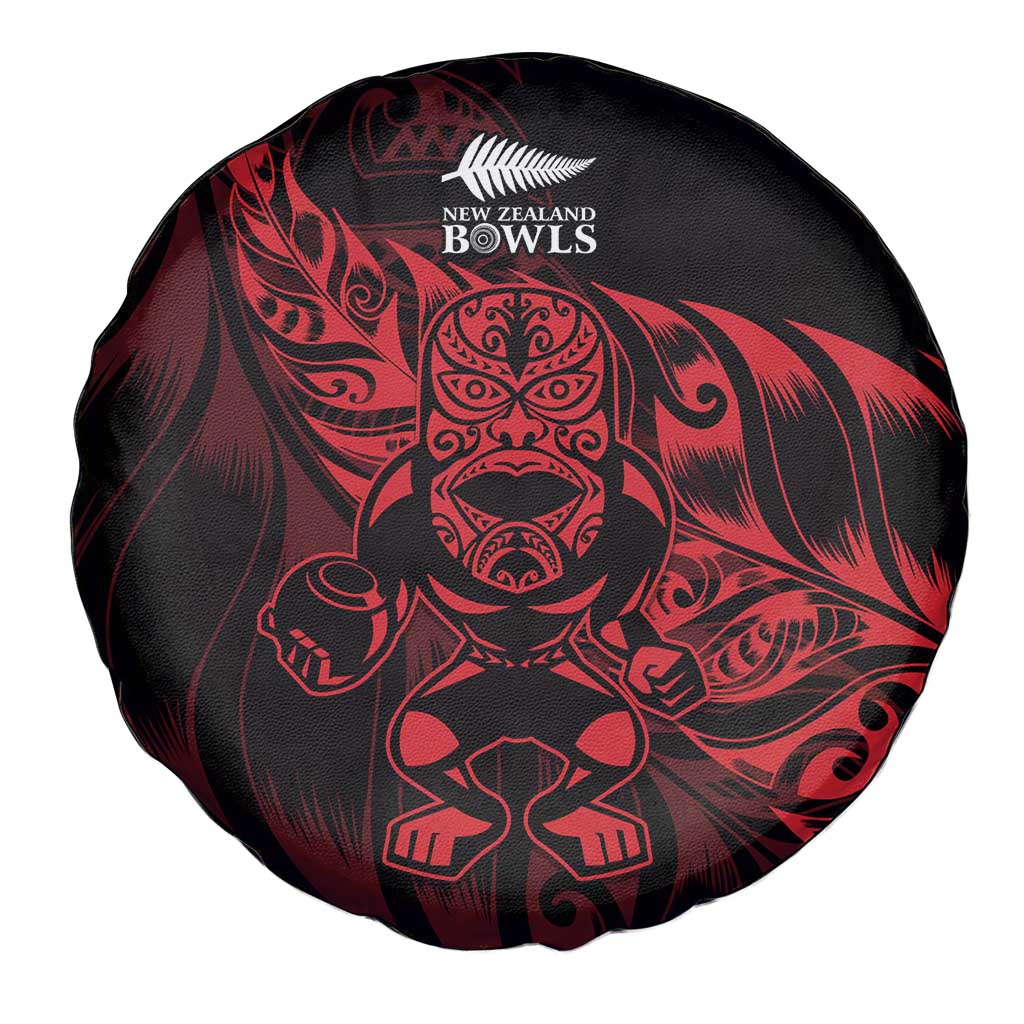 New Zealand Lawn Bowls Spare Tire Cover Red Maori Warrior Tribal Silver Fern - Aussie Hoodie