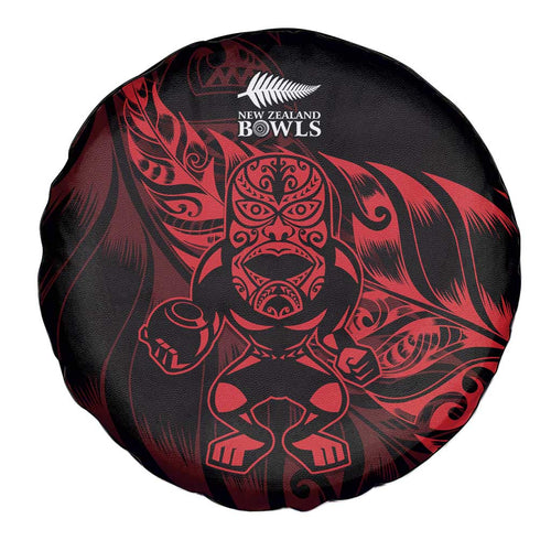 New Zealand Lawn Bowls Spare Tire Cover Red Maori Warrior Tribal Silver Fern - Aussie Hoodie