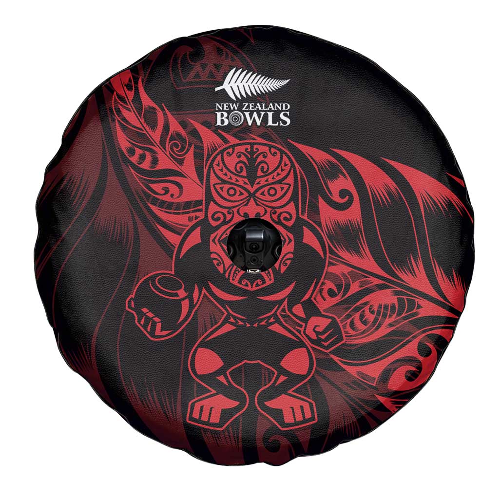 New Zealand Lawn Bowls Spare Tire Cover Red Maori Warrior Tribal Silver Fern - Aussie Hoodie