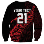 New Zealand Lawn Bowls Custom Sweatshirt Red Maori Warrior Tribal Silver Fern - Aussie Hoodie
