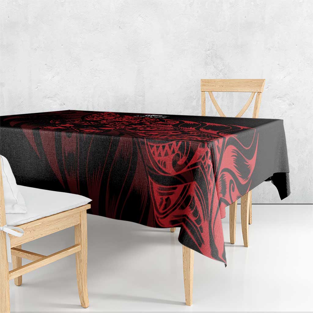New Zealand Lawn Bowls Tablecloth Red Maori Warrior Tribal Silver Fern - Aussie Hoodie