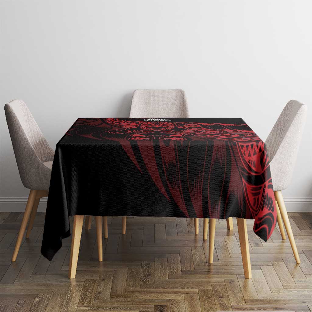 New Zealand Lawn Bowls Tablecloth Red Maori Warrior Tribal Silver Fern - Aussie Hoodie