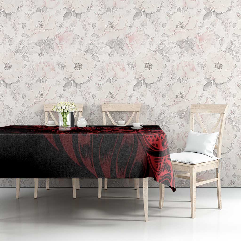 New Zealand Lawn Bowls Tablecloth Red Maori Warrior Tribal Silver Fern - Aussie Hoodie