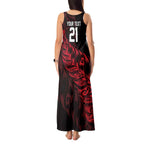 New Zealand Lawn Bowls Custom Tank Maxi Dress Red Maori Warrior Tribal Silver Fern - Aussie Hoodie