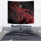 New Zealand Lawn Bowls Tapestry Red Maori Warrior Tribal Silver Fern - Aussie Hoodie