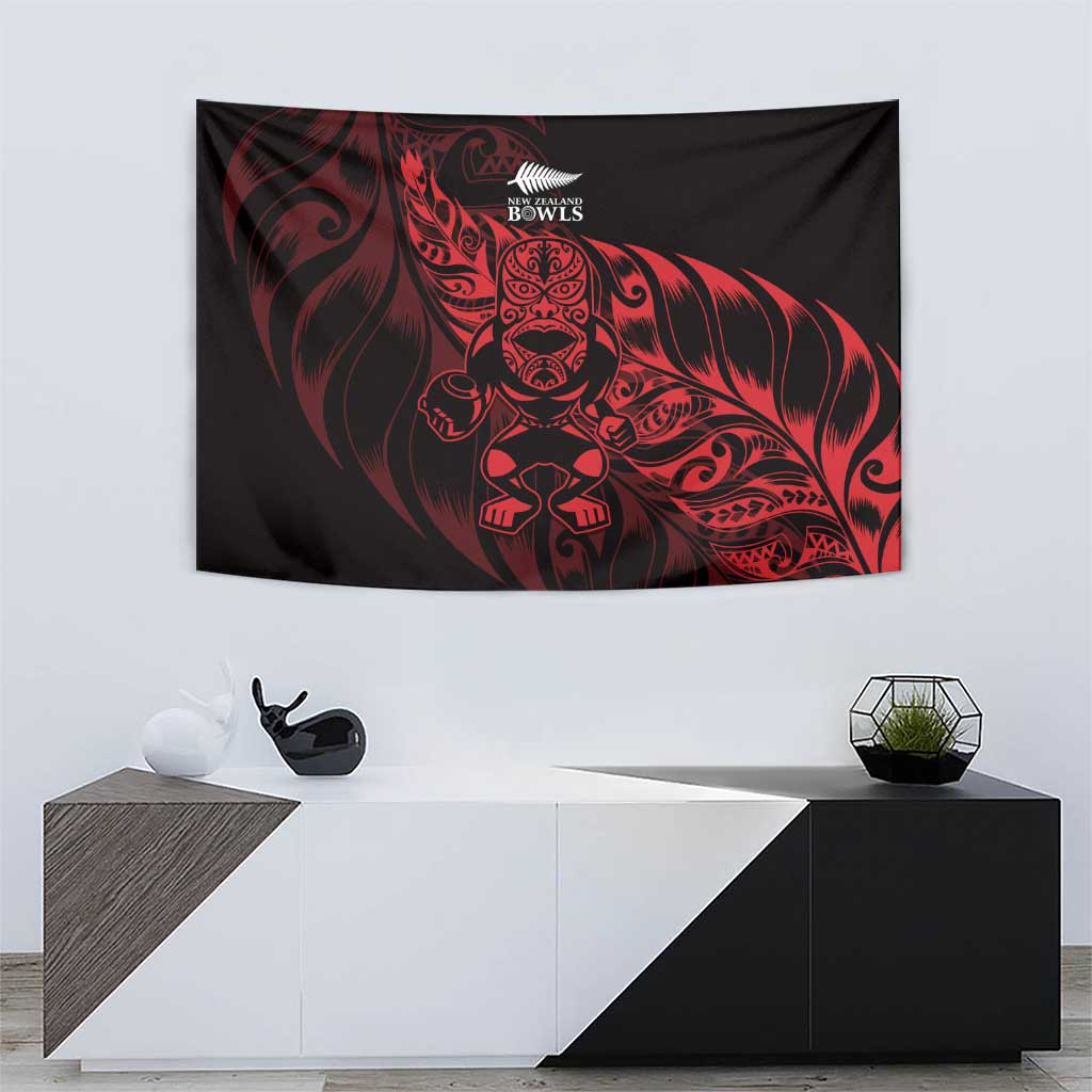 New Zealand Lawn Bowls Tapestry Red Maori Warrior Tribal Silver Fern - Aussie Hoodie