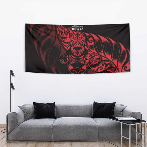 New Zealand Lawn Bowls Tapestry Red Maori Warrior Tribal Silver Fern - Aussie Hoodie