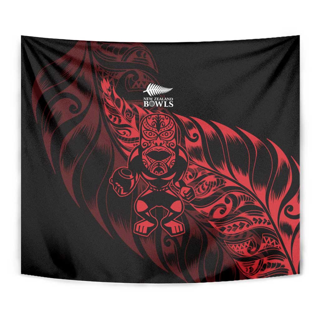 New Zealand Lawn Bowls Tapestry Red Maori Warrior Tribal Silver Fern - Aussie Hoodie