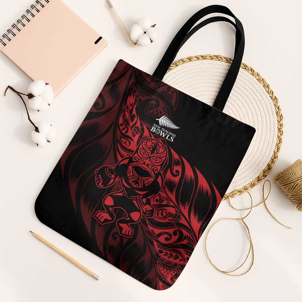 New Zealand Lawn Bowls Tote Bag Red Maori Warrior Tribal Silver Fern - Aussie Hoodie
