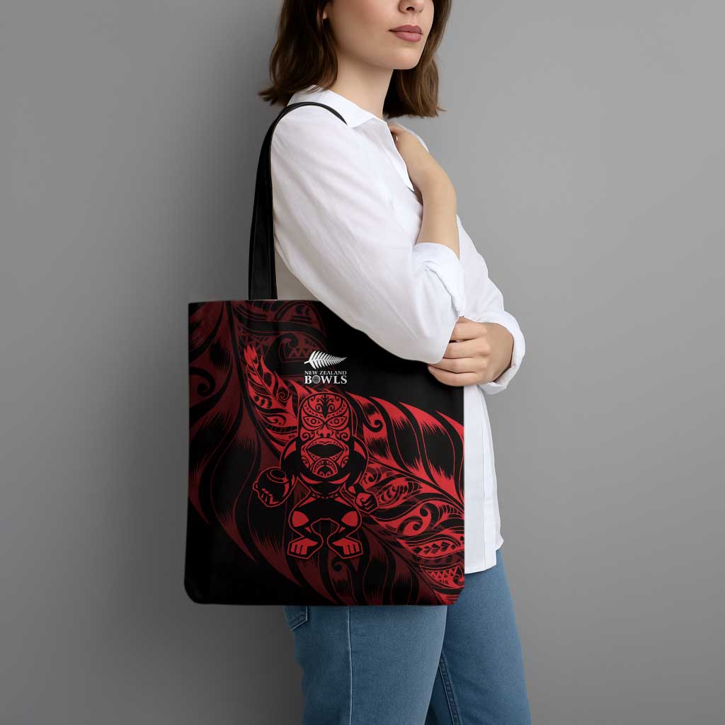New Zealand Lawn Bowls Tote Bag Red Maori Warrior Tribal Silver Fern - Aussie Hoodie