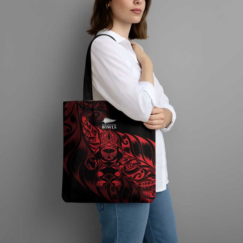 New Zealand Lawn Bowls Tote Bag Red Maori Warrior Tribal Silver Fern - Aussie Hoodie