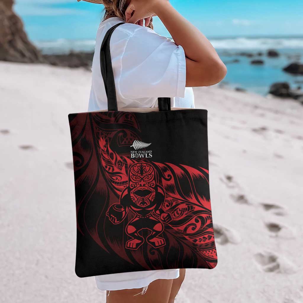 New Zealand Lawn Bowls Tote Bag Red Maori Warrior Tribal Silver Fern - Aussie Hoodie