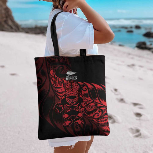 New Zealand Lawn Bowls Tote Bag Red Maori Warrior Tribal Silver Fern - Aussie Hoodie