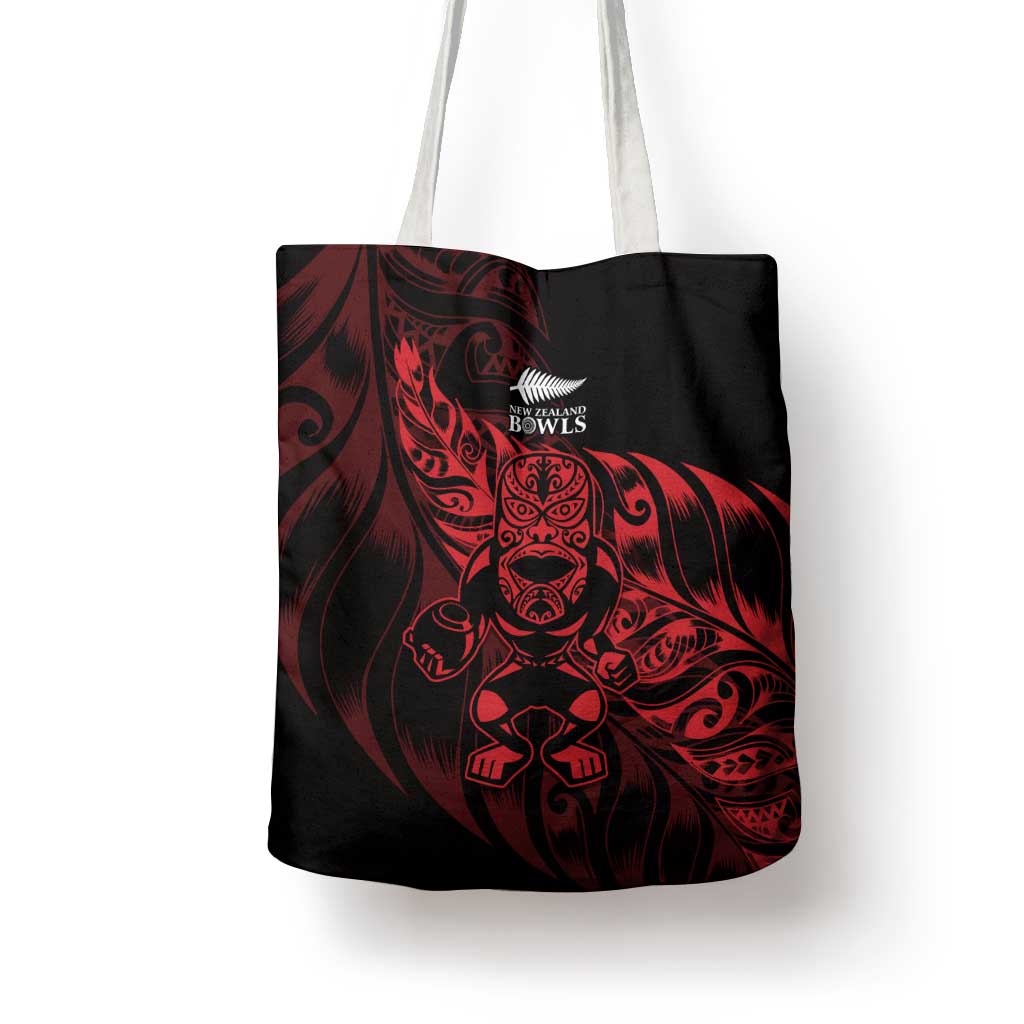 New Zealand Lawn Bowls Tote Bag Red Maori Warrior Tribal Silver Fern - Aussie Hoodie