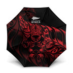 New Zealand Lawn Bowls Umbrella Red Maori Warrior Tribal Silver Fern - Aussie Hoodie