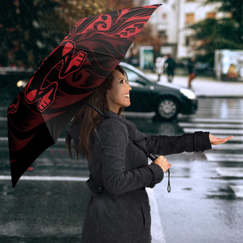 New Zealand Lawn Bowls Umbrella Red Maori Warrior Tribal Silver Fern - Aussie Hoodie