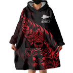 New Zealand Lawn Bowls Custom Wearable Blanket Hoodie Red Maori Warrior Tribal Silver Fern - Aussie Hoodie