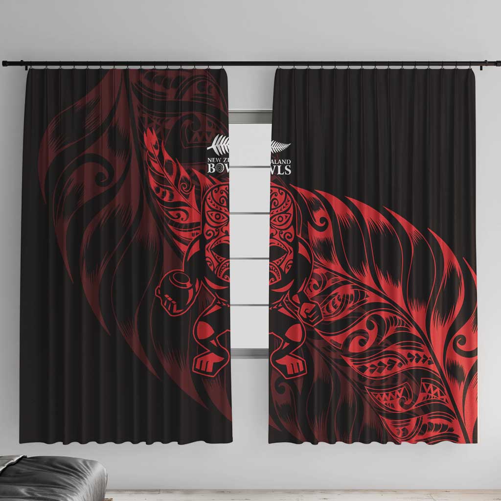 New Zealand Lawn Bowls Window Curtain Red Maori Warrior Tribal Silver Fern - Aussie Hoodie