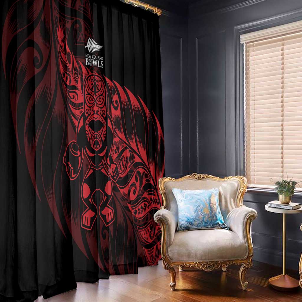 New Zealand Lawn Bowls Window Curtain Red Maori Warrior Tribal Silver Fern - Aussie Hoodie
