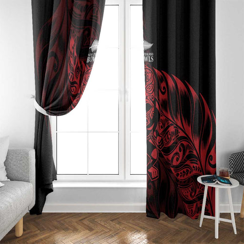 New Zealand Lawn Bowls Window Curtain Red Maori Warrior Tribal Silver Fern - Aussie Hoodie