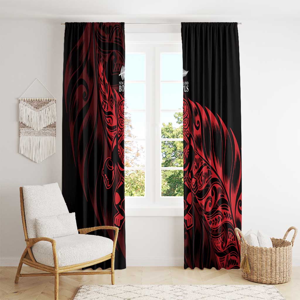 New Zealand Lawn Bowls Window Curtain Red Maori Warrior Tribal Silver Fern - Aussie Hoodie