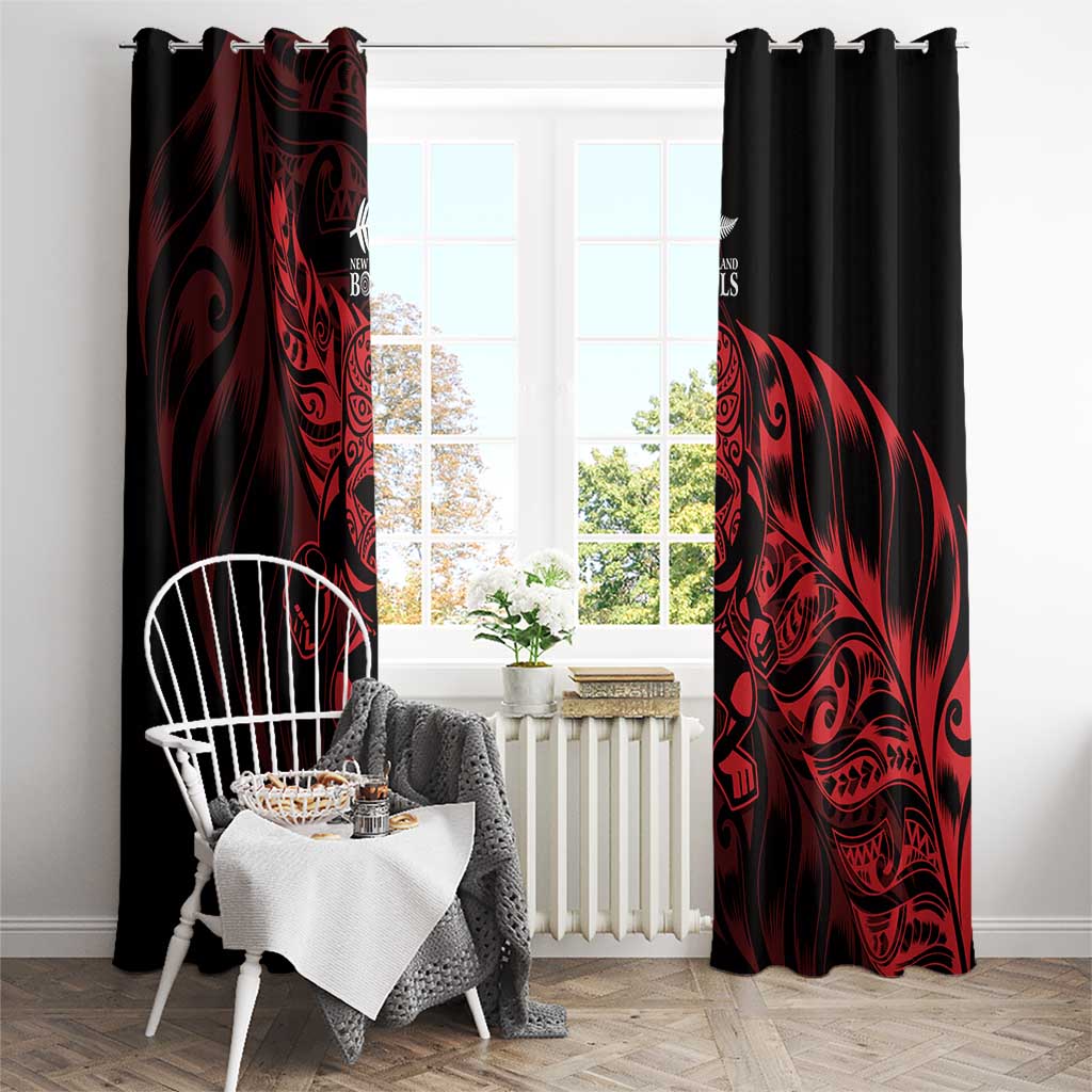 New Zealand Lawn Bowls Window Curtain Red Maori Warrior Tribal Silver Fern - Aussie Hoodie