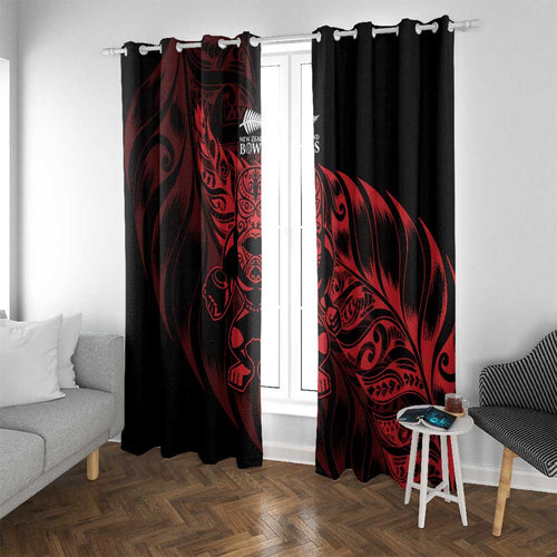 New Zealand Lawn Bowls Window Curtain Red Maori Warrior Tribal Silver Fern - Aussie Hoodie