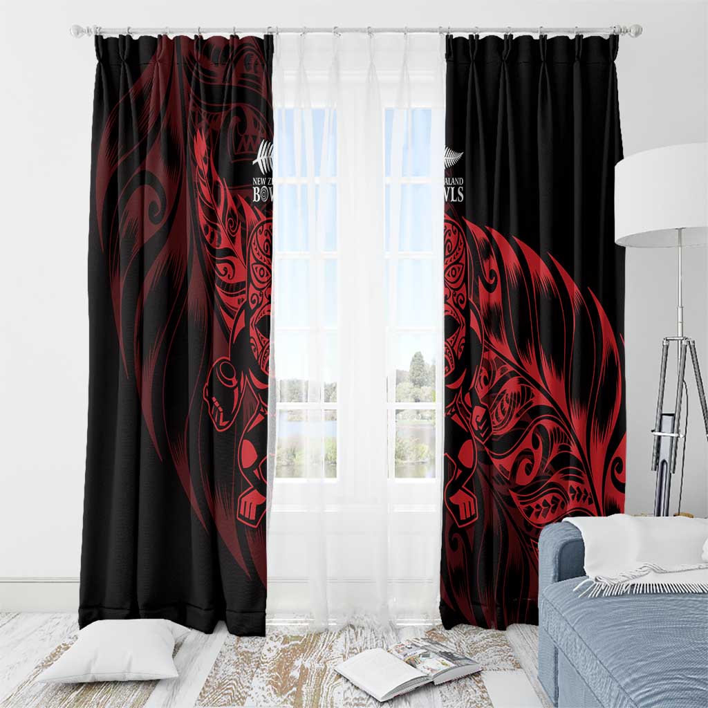 New Zealand Lawn Bowls Window Curtain Red Maori Warrior Tribal Silver Fern - Aussie Hoodie