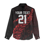 New Zealand Lawn Bowls Custom Women Casual Shirt Red Maori Warrior Tribal Silver Fern - Aussie Hoodie